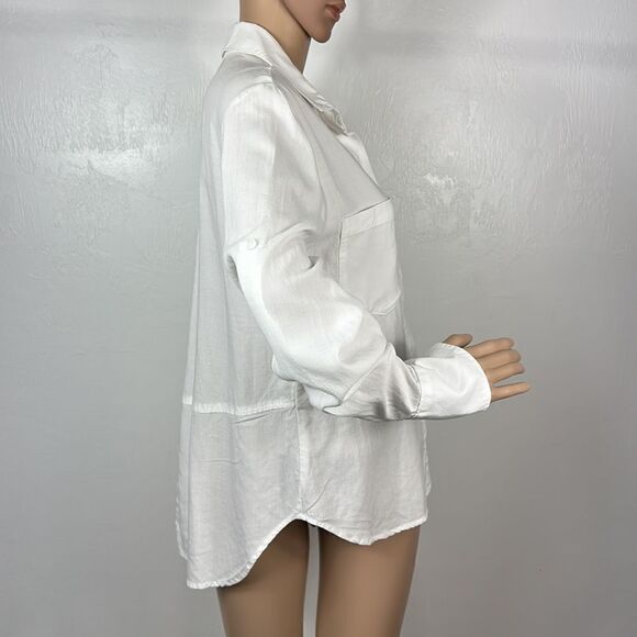 Cloth & Stone White High Low Hem Button Down Shirt Size S - Picture 4 of 12